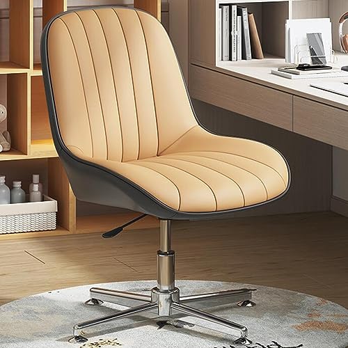 Moderner ergonomischer Büro-Schreibtischstuhl ohne Armlehne mit Drehfuß und PU-Leder-Polsterung von Generisch