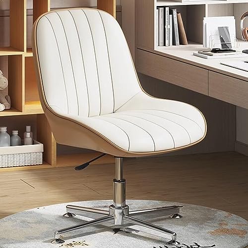 Moderner ergonomischer Büro-Schreibtischstuhl ohne Armlehne mit Drehfuß und PU-Leder-Polsterung von Generisch