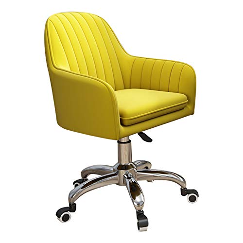 Moderner ergonomischer Bürostuhl mit Samt gepolsterter Sitzfläche und Armlehnen, höhenverstellbar (Gelb) von Generisch