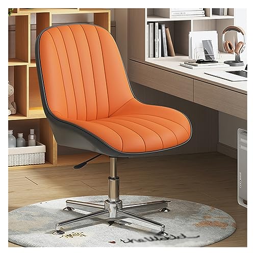 Moderner ergonomischer Bürostuhl ohne Armlehne mit 360° Drehgelenk höhenverstellbar und gepolstertem Ledersitz/Orange von Generisch