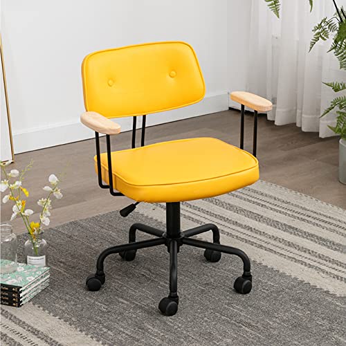 Moderner ergonomischer Computerstuhl mit Armlehnen aus Holz und Drehgelenk aus PU-Leder, ideal für Zuhause, Büro oder Schlafzimmer, Arbeitszimmer von Generisch