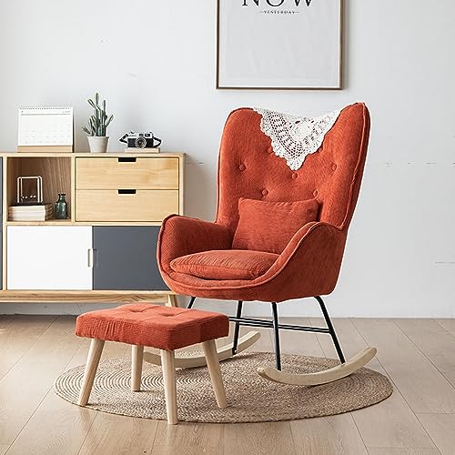 Moderner ergonomischer Schaukelstuhl mit Fußstütze, Rot von Generisch