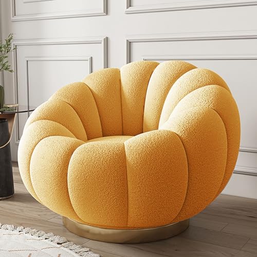 Moderner gelber Drehstuhl mit Ottomane, bequem, um 360 Grad drehbar, ideal für Schlafzimmer oder Leseraum von Generisch