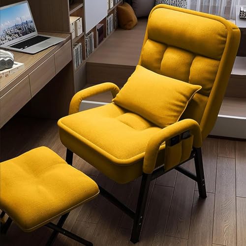 Moderner gelber Ohrensessel mit Hocker Relaxsessel für Wohnzimmer mit Liegefunktion und Fußhocker von Generisch