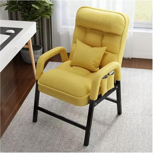 Moderner gelber Samt-Stuhl – ergonomischer kleiner Sessel mit verstellbarem Freizeitsofa-Design, Lendenkissen, Metallrahmen und Seitentasche, Stauraum für Wohnzimmer, Büro und Schlafzimmer Moderner gelber Samt-Stuhl – ergonomischer kleiner Sessel mit verstellbarem Freizeitsofa-Design, Lendenkissen, Metallrahmen und Seitentasche, Stauraum für Wohnzimmer, Büro und Schlafzimmer von Generisch