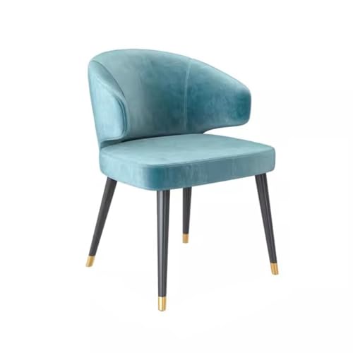 Moderner gepolsterter Esszimmerstuhl aus der Mitte des Jahrhunderts mit Samtakzenten, ergonomisches Design für Küche, Ecke oder Schminktisch, Schlafzimmer, Lounge, Sessel in Blau mit schwarzen Beinen von Generisch