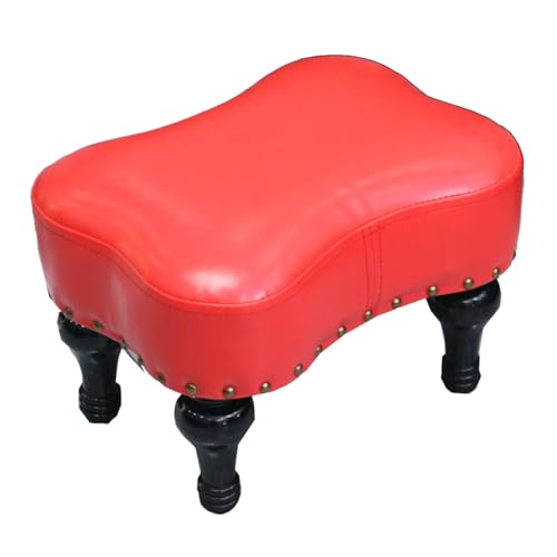 Moderner gepolsterter Fußhocker aus rotem Leder mit Massivholzbeinen für Wohnzimmer, Schlafzimmer und Eingangsbereich Moderner gepolsterter Fußhocker aus rotem Leder mit Massivholzbeinen für Wohnzimmer, Schlafzimmer und Eingangsbereich von Generisch