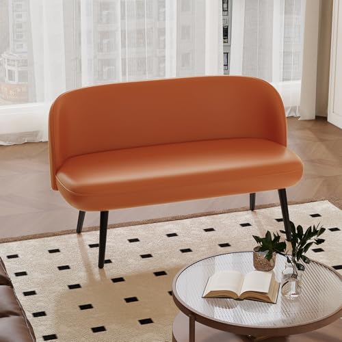 Moderner gepolsterter Lederstuhl mit hohen Beinen - elegant für Wohnzimmer, Schlafzimmer oder Gästeempfang - Stilvolles Orange 120 x 55 x 78 cm von Generisch