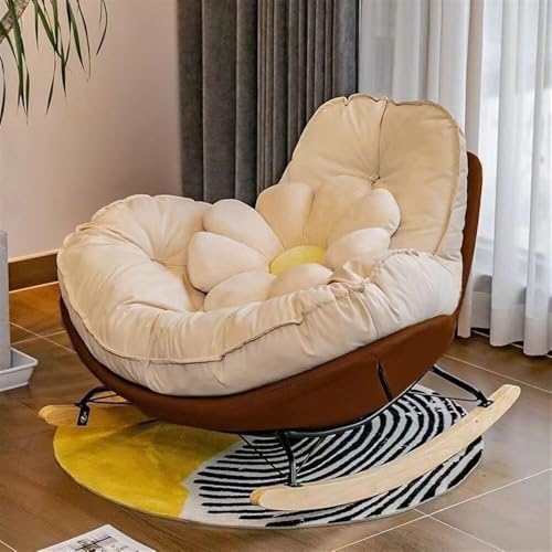 Moderner gepolsterter Schaukelstuhl – bequemer Sessel & Loungesofa, Liege für Wohnzimmer & Schlafzimmer, stilvolles braunes Design für ultimative Entspannung von Generisch