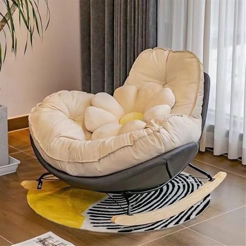 Moderner gepolsterter Schaukelstuhl für Wohnzimmer und Schlafzimmer, bequemer Sessel und fauler Sofasessel mit stilvollem Lounge-Design (Grau) von Generisch