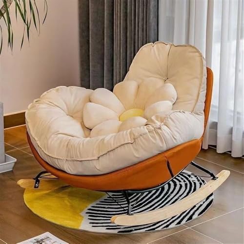 Moderner gepolsterter Schaukelstuhl mit bequemem Sessel und stilvollem Lounge-Design, für Wohnzimmer oder Schlafzimmer, Orange von Generisch