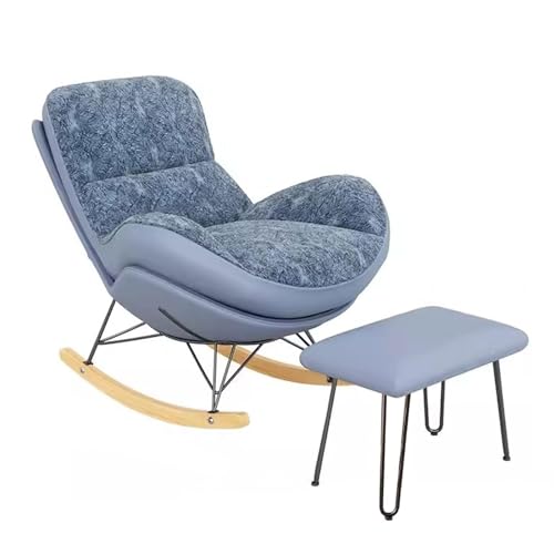 Moderner gepolsterter Schaukelstuhl mit doppelseitigem Kissen und Fußstütze, bequemer Lazy Lounge, Akzentstuhl für Wohnzimmer (rosa Größe) von Generisch