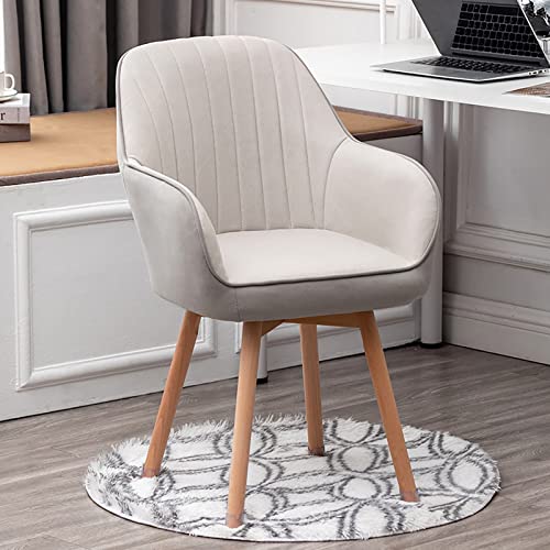 Moderner gepolsterter Schreibtischstuhl aus Holz für Büro oder Schminktisch, bequemer Sessel aus der Mitte des Jahrhunderts, 40,6 x 40,6 x 86,4 cm, Beige von Generisch