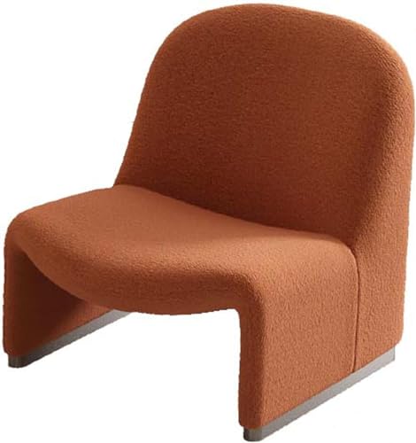 Moderner gepolsterter Sherpa-Stoff Akzentstuhl für Wohnzimmer, bequemer Einzelstuhl, Freizeitsofa, Stuhl für Schlafzimmer, Lesesessel in Orange, 63 x 70 x 72 cm von Generisch