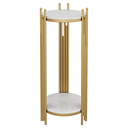 Moderner goldener Telefontisch, 2-stöckiger Aufbewahrung, schlanker Pflanzenständer, runder Beistelltisch für Wohnzimmer & Terrasse, Ecknachttisch in Marmoroptik, 33 x 33 x 90 cm Moderner goldener Telefontisch, 2-stöckiger Aufbewahrung, schlanker Pflanzenständer, runder Beistelltisch für Wohnzimmer & Terrasse, Ecknachttisch in Marmoroptik, 33 x 33 x 90 cm von Generisch
