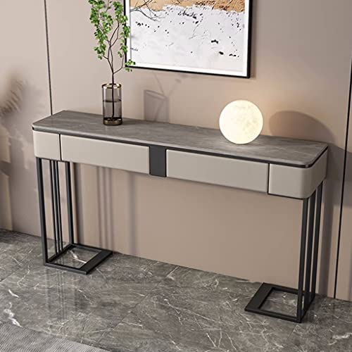 Moderner grauer Konsolentisch mit Stauraum – rechteckiger Eingangstisch mit 2 Schubladen und Regalen, schlankes Design für Flur, Wohnzimmer oder Schlafzimmer, stilvolle platzsparende Möbel von Generisch