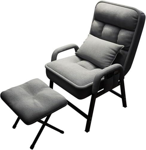 Moderner grauer Liegestuhl mit Fußhocker, verstellbarer TV-Sessel für Wohnzimmer oder Schlafzimmer von Generisch