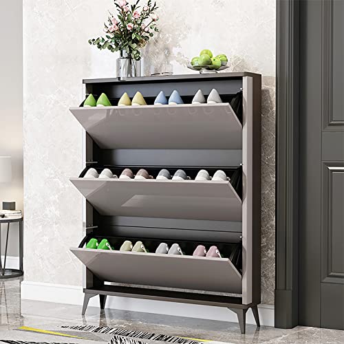 Moderner grauer Schuhschrank mit verstecktem Stauraum, Touch-to-Open Schuhnizer, stilvolle Eingangsmöbel, einlagiges Regal, 90 x 17 x 118 cm von Generisch