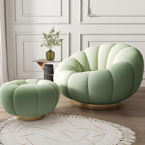 Moderner grüner Drehstuhl mit Ottomane, bequem, um 360 Grad drehbar, perfekt für Schlafzimmer oder Leseraum Moderner grüner Drehstuhl mit Ottomane, bequem, um 360 Grad drehbar, perfekt für Schlafzimmer oder Leseraum von Generisch