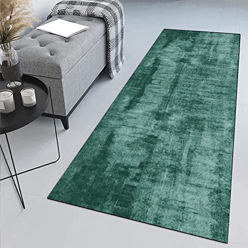 Moderner grüner Läufer, 110 x 480 cm, rutschfester Küchenläufer, vielseitig, für Flur und Wohnzimmer, anpassbare Länge, stilvolles Wabar-Design für Heimdekoration von Generisch