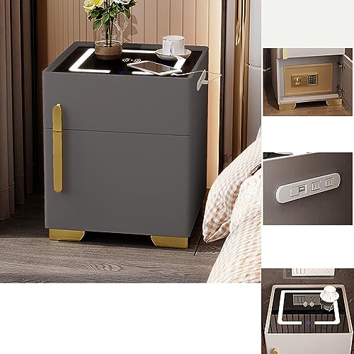 Moderner intelligenter Nachttisch mit eingebautem sicherem LED-Nachtlicht und Ladestation, Dunkelgrau, idealer Nachttisch für Schlafzimmer oder Büro, 39,9 cm Größe Moderner intelligenter Nachttisch mit eingebautem sicherem LED-Nachtlicht und Ladestation, Dunkelgrau, idealer Nachttisch für Schlafzimmer oder Büro, 39,9 cm Größe von Generisch