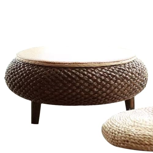 Moderner japanischer Stil, handgefertigter Rattan-Couchtisch, runder Teetisch mit Stauraum, kreativer Balkon-Beistelltisch, dunkelbraun, 58 x 58 x 25 cm, perfekt für Wohnzimmer und Außenbereich Moderner japanischer Stil, handgefertigter Rattan-Couchtisch, runder Teetisch mit Stauraum, kreativer Balkon-Beistelltisch, dunkelbraun, 58 x 58 x 25 cm, perfekt für Wohnzimmer und Außenbereich von Generisch