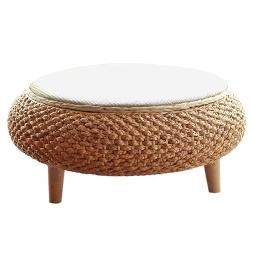 Moderner japanischer Stil, handgefertigter Rattan-Couchtisch – runder Teetisch mit Stauraum, kreativer Balkon-Beistelltisch, 48 x 48 x 25 cm, einzigartiges Design für Wohnzimmer und Außenbereich von Generisch