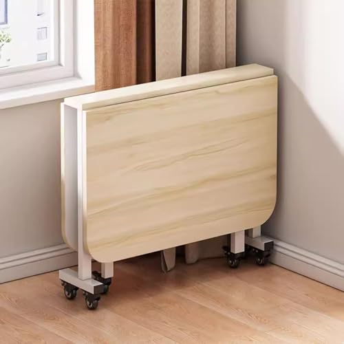 Moderner klappbarer Esstisch mit Tropfenblatt-Design und beweglichen Rädern, ausziehbarer Holz-Küchentisch für platzsparende Aufbewahrung im Wohnzimmer oder Esszimmer Moderner klappbarer Esstisch mit Tropfenblatt-Design und beweglichen Rädern, ausziehbarer Holz-Küchentisch für platzsparende Aufbewahrung im Wohnzimmer oder Esszimmer von Generisch