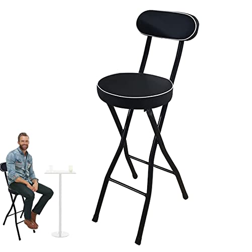 Moderner klappbarer Frühstücks-Barhocker mit Rückenlehne und Fußstütze, Thekenhöhe, Hochstuhl für Café, Geschäft und Bistro, gepolsterter Sitz, schwarz, 55,9 cm von Generisch