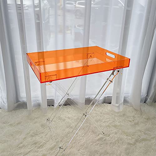 Moderner klarer Acryl-Klapptisch für Schlafzimmer und Wohnzimmer, kleiner Schreibtisch, Couchtisch mit orangefarbenem Akzent von Generisch