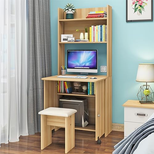 Moderner kompakter Computertisch für Home Office, platzsparender Schreibtisch mit Stauraum, kleiner Arbeitsschreibtisch mit Ahorn-Finish (61 cm), ideal für begrenzte Räume von Generisch