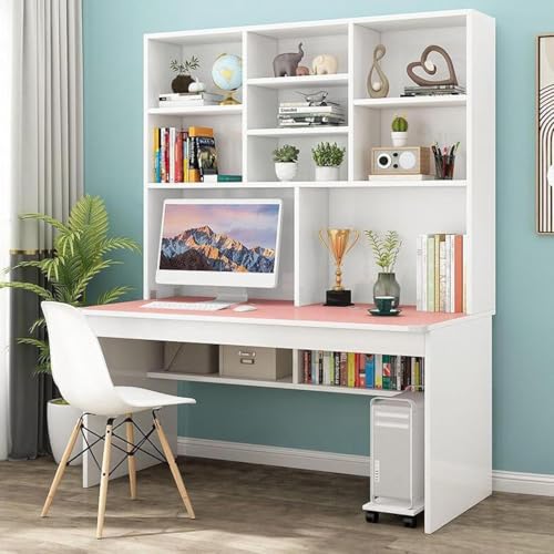 Moderner kompakter Computertisch mit Stall, Bücherregal – platzsparender Schreibtisch für Arbeitsstationen im Heimbüro, stilvolle und funktionale Möbel für Produktivität von Generisch