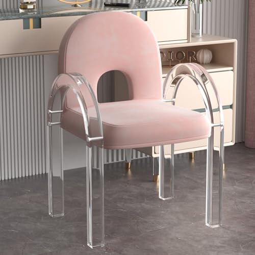 Moderner minimalistischer Acryl-Kosmetikstuhl mit weicher Oberfläche und transparentem Design, stilvoller Schlafzimmer-Sessel mit Kristall-Esszimmerstuhl-Optik, perfekt für Wohnzimmer, Büro, von Generisch