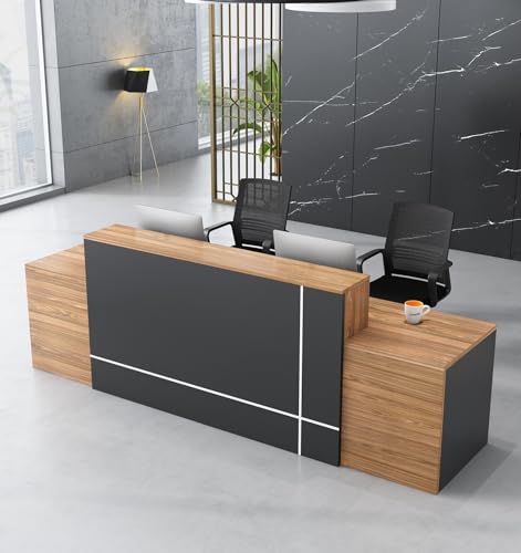 Moderner minimalistischer Empfangstisch aus Holz – Premium Multifunktions-Bürotheke für Kioske & Empfangsbereiche (Stühle nicht im Lieferumfang enthalten) von Generisch