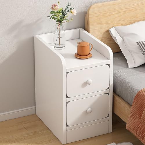 Moderner minimalistischer Nachttisch Beistelltisch mit Doppelschublade für Wohnzimmer, Schlafzimmer & Büro - Elegantes weißes Design von Generisch