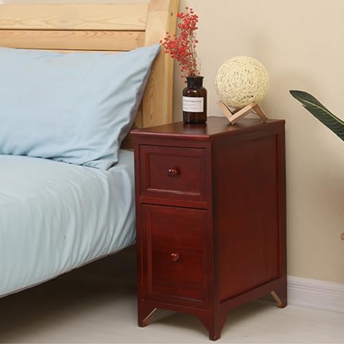 Moderner minimalistischer Nachttisch aus Holz mit 2 Schubladen, 20 cm/25 cm/30 cm Breite, wasserdicht, kompakter Tisch für Schlafzimmer und Wohnzimmer, platzsparend, rote Kommode Moderner minimalistischer Nachttisch aus Holz mit 2 Schubladen, 20 cm/25 cm/30 cm Breite, wasserdicht, kompakter Tisch für Schlafzimmer und Wohnzimmer, platzsparend, rote Kommode von Generisch