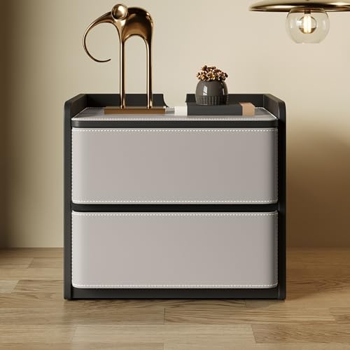 Moderner minimalistischer Nachttisch aus Massivholz mit Sattelleder-Finish, grauer Schublade, Aufbewahrungsschrank und Kommode für Schlafzimmer, stilvolle Holzmöbel für Heimdekoration Moderner minimalistischer Nachttisch aus Massivholz mit Sattelleder-Finish, grauer Schublade, Aufbewahrungsschrank und Kommode für Schlafzimmer, stilvolle Holzmöbel für Heimdekoration von Generisch