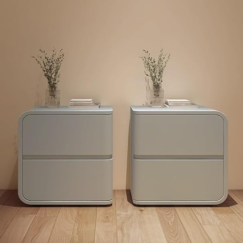 Moderner minimalistischer Nachttisch für Schlafzimmer, 2er-Set mit Doppelschubladen, Lederstruktur-Design und dreiteiligen Schubladenschienen, ideal für Schlafzimmer und Arbeitszimmer (Dunkelbraun) von Generisch