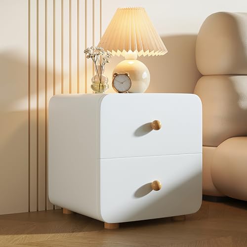 Moderner minimalistischer Nachttisch mit PU-Leder-Finish, Nachttisch mit doppelter Schublade für enge Räume von Generisch