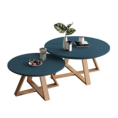Moderner minimalistischer runder Couchtisch, 2er-Set, Weiß und Grau, kleiner Beistelltisch mit dicken Holzbeinen, robust und einfach zu montieren, ideal für Wohnzimmerdekoration (Weiß, 20 x 20 x 10 cm Moderner minimalistischer runder Couchtisch, 2er-Set, Weiß und Grau, kleiner Beistelltisch mit dicken Holzbeinen, robust und einfach zu montieren, ideal für Wohnzimmerdekoration (Weiß, 20 x 20 x 10 cm von Generisch