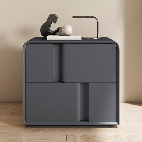Moderner minimalistischer weißer Massivholzschrank mit doppelten Schubladen, italienischer Kaffee-Mini-Bar – dunkelgrauer Akzent – stilvolle Wohnmöbel für Wohnzimmer oder Büro von Generisch