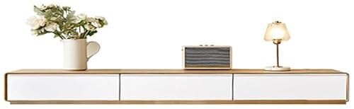 Moderner mobiler TV-Ständer aus Massivholz mit tiefen Schubladen, Multimedia-Konsole für Wohnzimmer, großes Unterhaltungszentrum, hellgelbe Oberfläche (180 x 40 x 25 cm) von Generisch