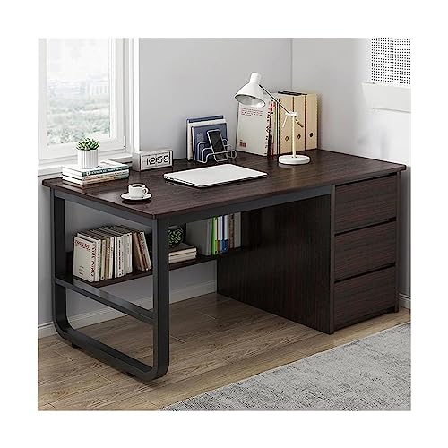 Moderner multifunktionaler Bürotisch mit 3 Schubladen und Ablagen, verstellbarer Stehpult für Computer-Arbeitsplatz und Arbeitsbereich, Walnussholz-Finish, 120 x 48 x 75 cm von Generisch