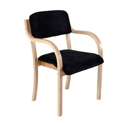 Moderner nordischer Esszimmerstuhl aus Holz, ergonomisch, stapelbar, Büro- und Küchenstuhl mit Armlehnen, stilvoller Empfangs- und Arbeitsbesucherstuhl (Farbe: Schwarz) von Generisch