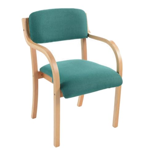 Moderner nordischer Esszimmerstuhl aus Holz mit Armlehnen, stapelbar, Küchenbesucherstuhl für Empfang und Studium, ergonomischer Schreibtischstuhl mit offener Rückenlehne (blau) von Generisch