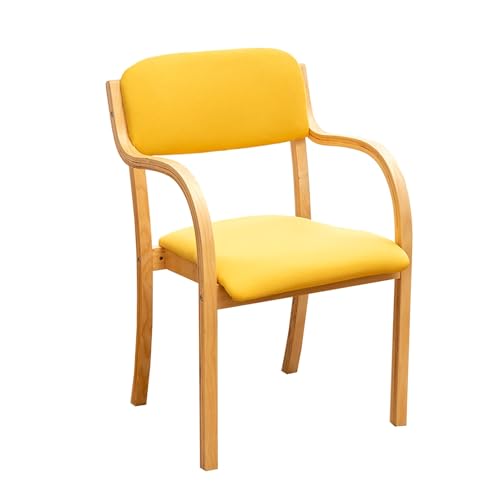 Moderner nordischer Esszimmerstuhl aus Holz mit ergonomischem Design und stapelbarer Funktion, Gelb von Generisch