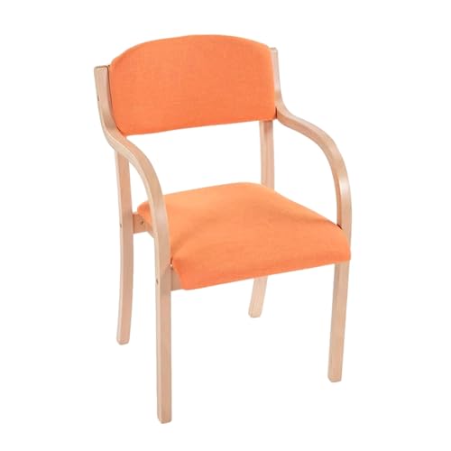 Moderner nordischer Esszimmerstuhl aus Holz mit ergonomischer offener Rückenlehne und stapelbarem Design, orange Moderner nordischer Esszimmerstuhl aus Holz mit ergonomischer offener Rückenlehne und stapelbarem Design, orange von Generisch