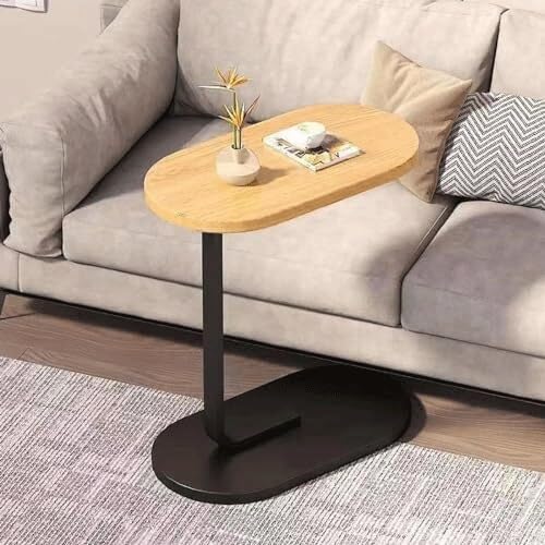 Moderner ovaler Couchtisch, TV-Tablett, platzsparender Beistelltisch zum Essen, ideal für Schlafzimmer oder Wohnzimmer, passt unter das Sofa mit Snack-Tablett von Generisch