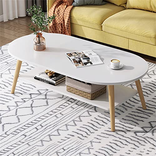 Moderner ovaler Couchtisch – 2-stöckiges stilvolles Design mit offenem Regal zur Aufbewahrung und Präsentation, perfekte kleine Möbel für Wohnzimmer und Heimbüro, weiße Oberfläche Moderner ovaler Couchtisch – 2-stöckiges stilvolles Design mit offenem Regal zur Aufbewahrung und Präsentation, perfekte kleine Möbel für Wohnzimmer und Heimbüro, weiße Oberfläche von Generisch
