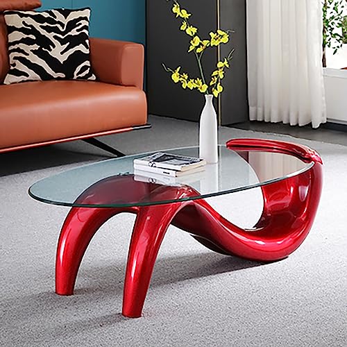 Moderner ovaler Couchtisch aus Glas, abstraktes Design, klare Tischplatte für Wohnzimmer, moderner Akzent oder Beistelltisch Moderner ovaler Couchtisch aus Glas, abstraktes Design, klare Tischplatte für Wohnzimmer, moderner Akzent oder Beistelltisch von Generisch